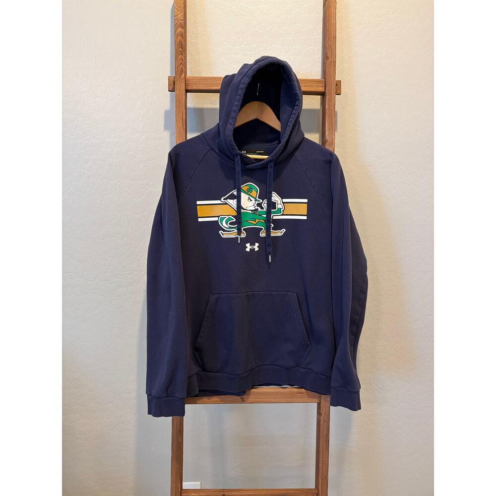 Under Armour Notre Dame Fighting Irish Hoodie Navy Pullover Sweatshirt Large
